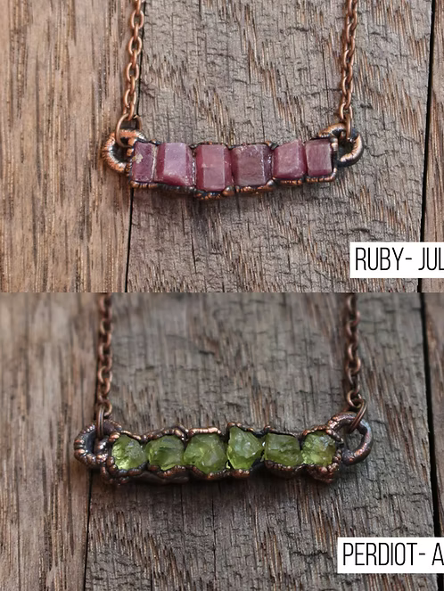 Raw Birthstone Bar Necklace