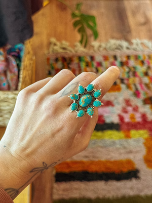 Sterling Silver Turquoise Flower Ring