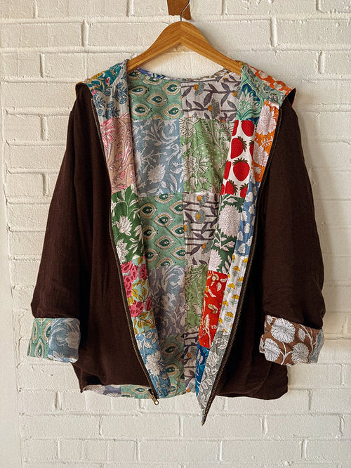 Reversible Granny Patchwork Zip Up Hoodie