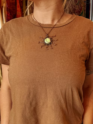 Lemon Chrysoprase Moon Sun Copper Necklace
