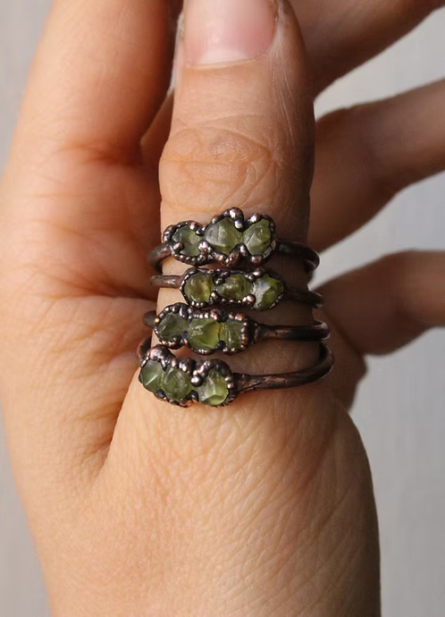Handmade Raw Peridot Stacking Ring