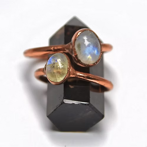 Copper Rainbow Moonstone Ring | Stacking Ring
