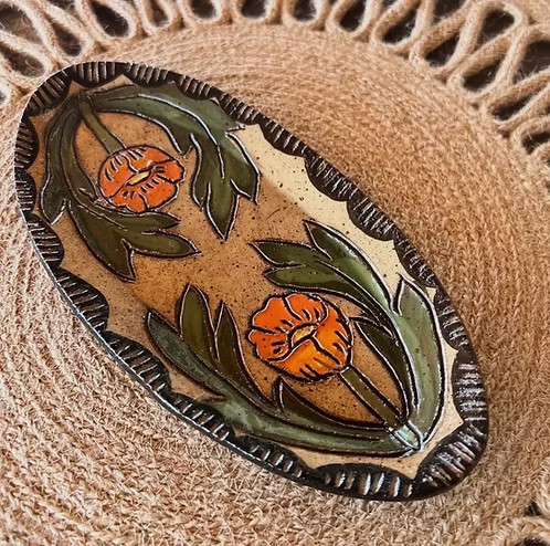 Soucoupe Décorative Sgraffito "Globe Mallow"