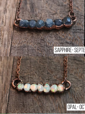 Raw Birthstone Bar Necklace