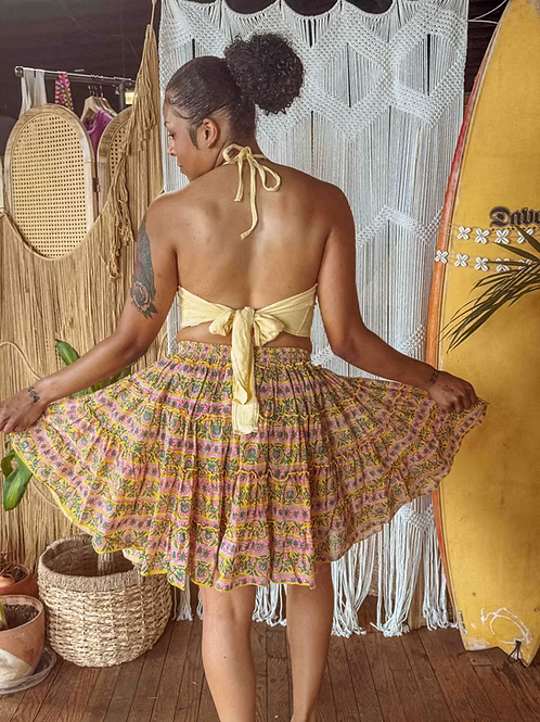 Block Print Mini Tiered Skirt