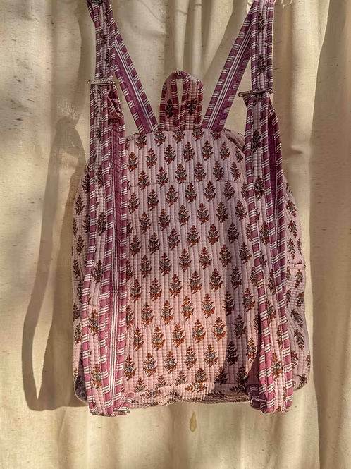 Lavendar Block Printed Backpack
