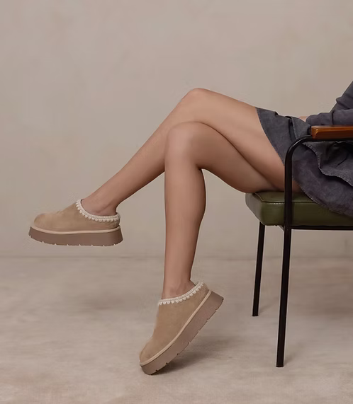 The Brandi | Almond Platform Cozy Mule Slipper
