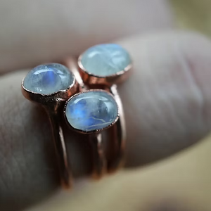 Copper Rainbow Moonstone Ring | Stacking Ring
