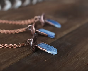 Blue Kyanite Crystal Mushroom Necklace