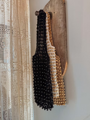 Cotton + Wooden Bead Crochet Bag