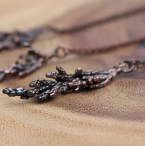 Real Juniper Sprig Branch +Copper Necklace