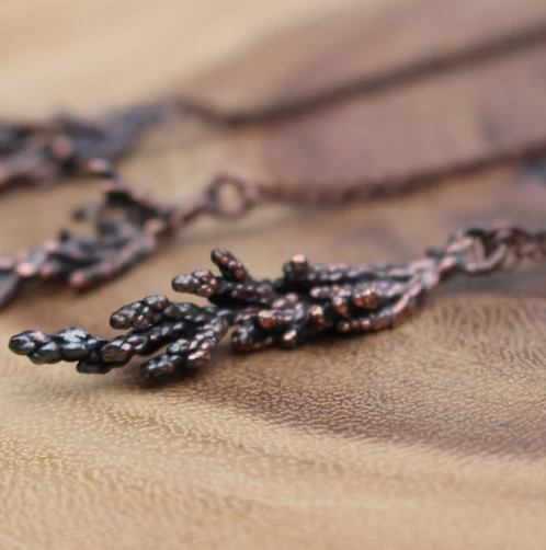 Real Juniper Sprig Branch +Copper Necklace