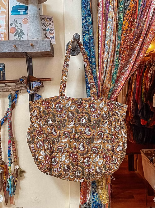 Ochre Garden Block Printed Tote