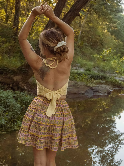 Block Print Mini Tiered Skirt