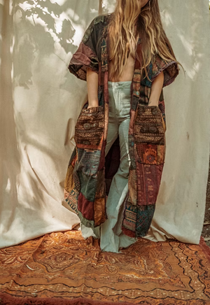 Dark Earth Recycled Patchwork Smock
