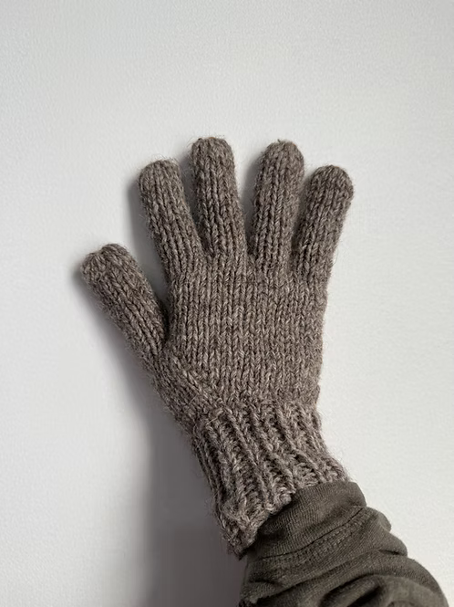 Gorro y guantes de lana Shitake