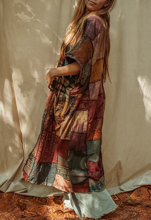 Dark Earth Recycled Patchwork Smock