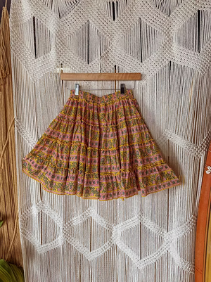 Block Print Mini Tiered Skirt