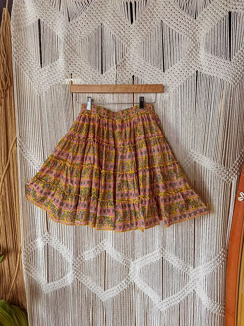 Block Print Mini Tiered Skirt