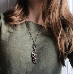 Real Juniper Sprig Branch +Copper Necklace
