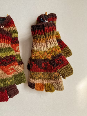 Guantes sin dedos de mezcla de lana terrosa