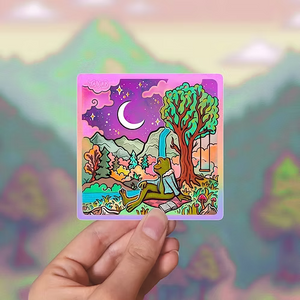 Moongazing Frog Sticker