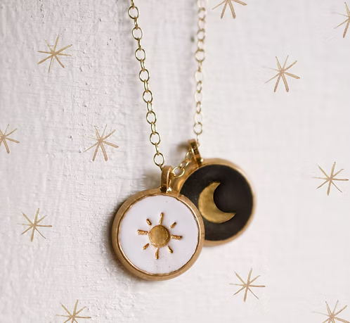 Sun + Moon Clay Necklace