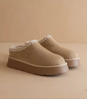 The Brandi | Almond Platform Cozy Mule Slipper