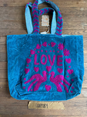 Sac fourre-tout en velours "Peace and Love"