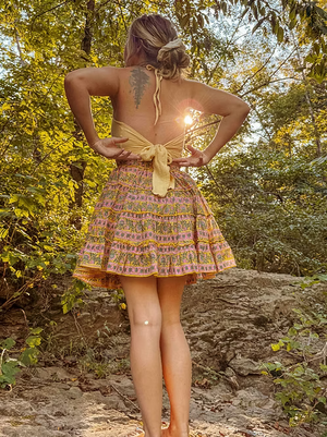 Block Print Mini Tiered Skirt