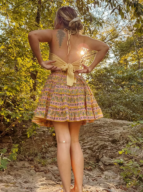 Block Print Mini Tiered Skirt