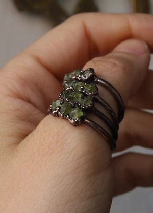 Handmade Raw Peridot Stacking Ring