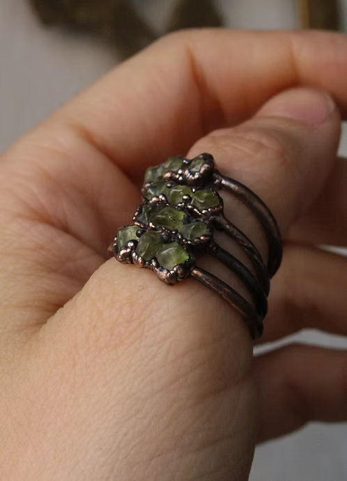 Handmade Raw Peridot Stacking Ring