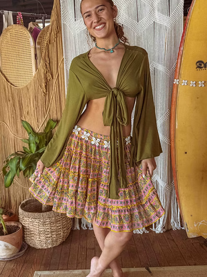 Block Print Mini Tiered Skirt