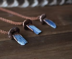 Blue Kyanite Crystal Mushroom Necklace