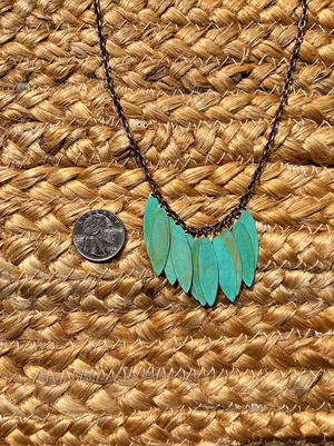 Verdigris Patina Leaf Necklace
