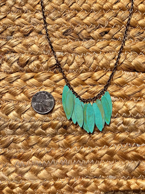 Verdigris Patina Leaf Necklace