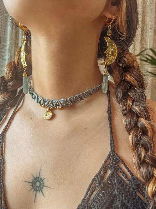 Morgan Macrame Pendant Choker Necklace