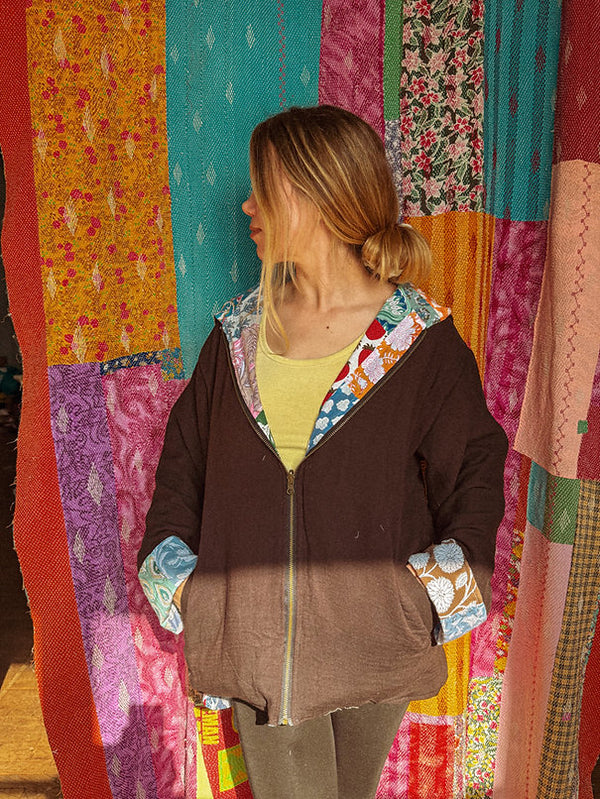 Reversible Granny Patchwork Zip Up Hoodie