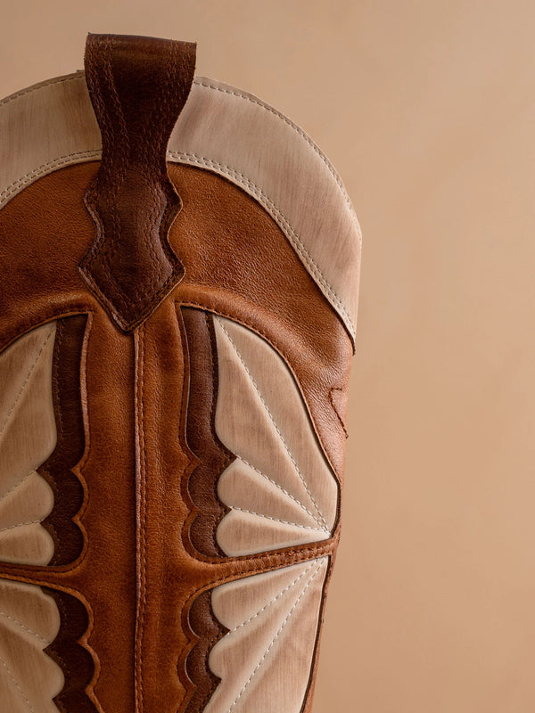The Fairy Camel Western Boot in Suede with Inlay