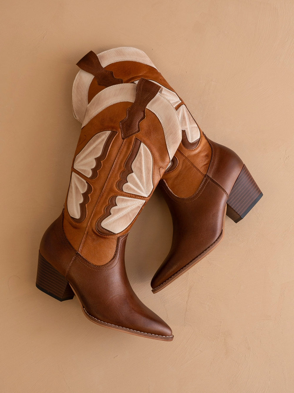 The Fairy Camel Western Boot in Suede with Inlay