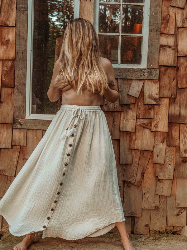 Lani Organic Cotton Bamboo Button Skirt