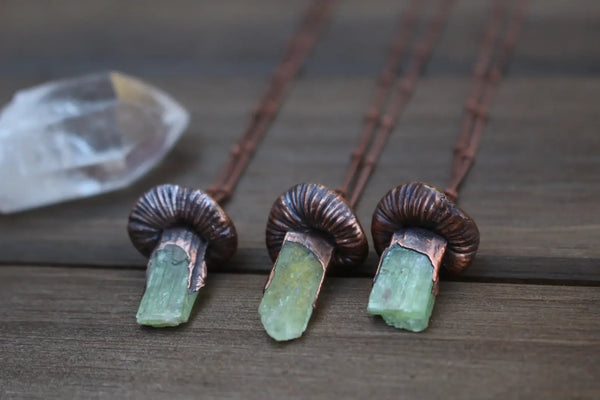 Green Kyanite Mushroom Necklace