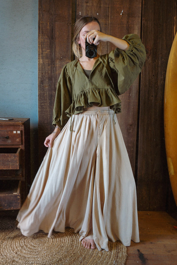 Shelby Cotton Slub Bubble Sleeve Top