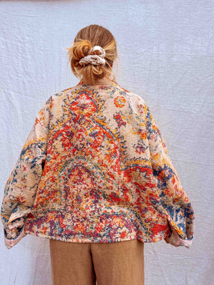 Persian Rug Kantha Cardigan - CMY Mandala