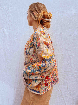 Persian Rug Kantha Cardigan - CMY Mandala