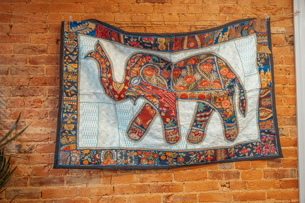 Elephant Hand Embroidered Wall Hanging 123