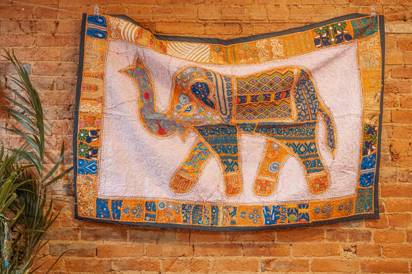 Elephant Hand Embroidered Wall Hanging 118