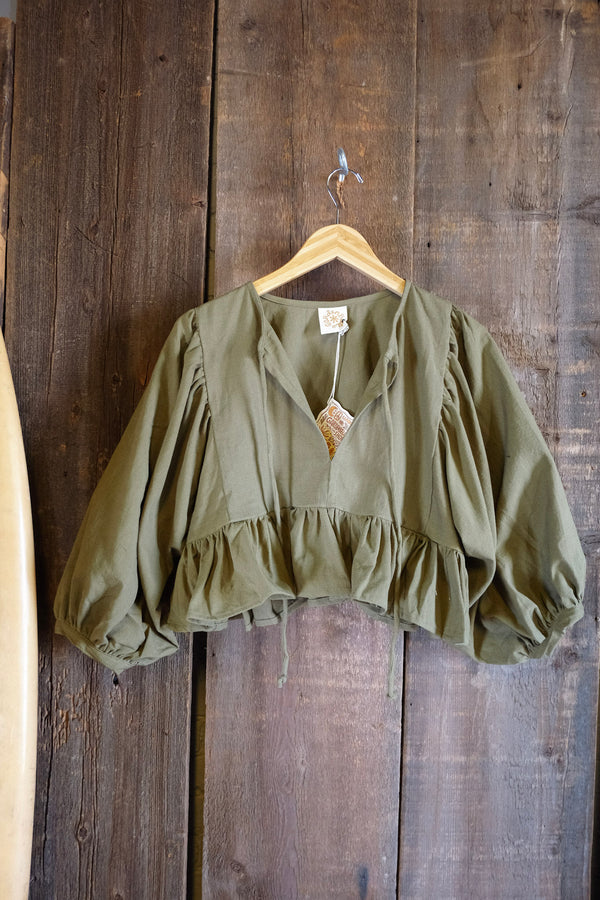 Shelby Cotton Slub Bubble Sleeve Top