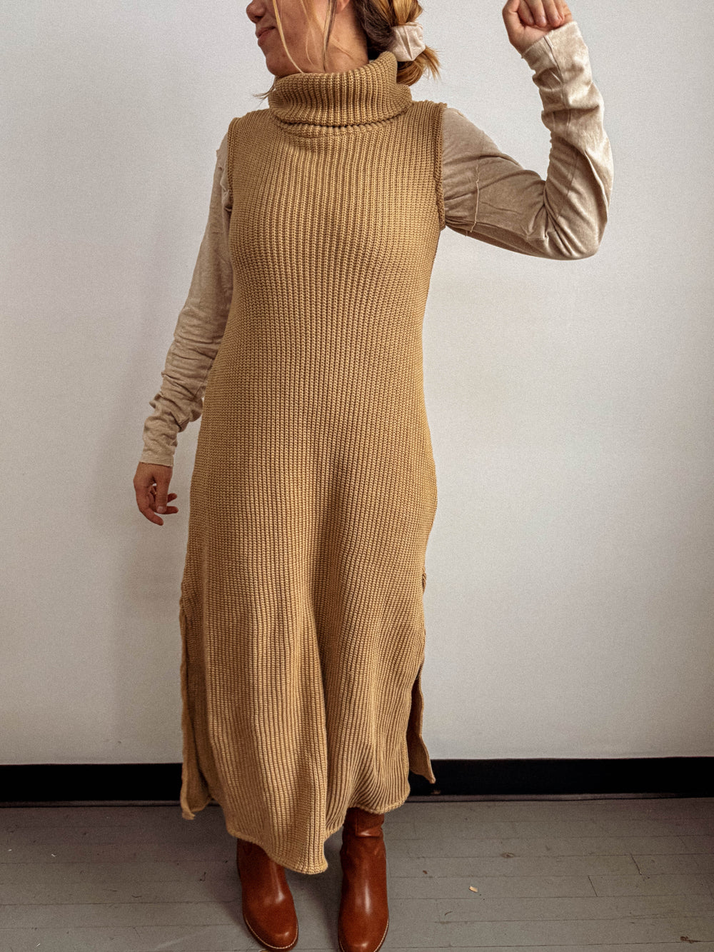 Robe pull Genevieve en maille de coton biologique